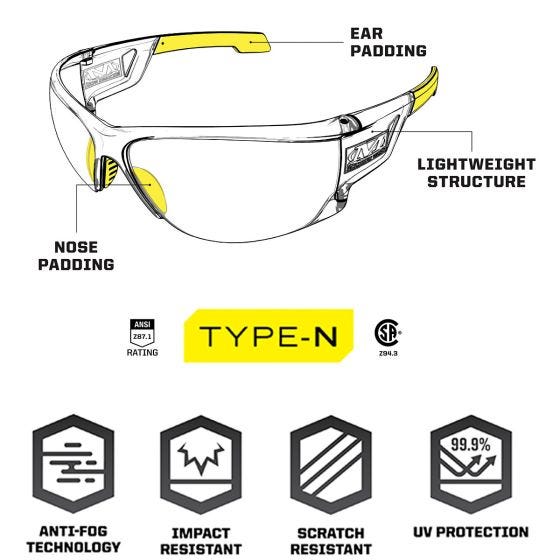 Óculos Mechanix Wear Vision Type-N S2 - Lente Âmbar Armação Âmbar