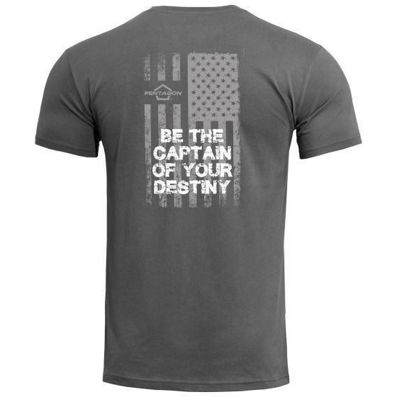 T-Shirt Pentagon Ageron American Flag - Wolf Grey