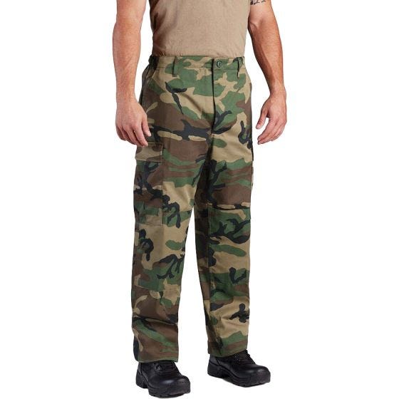 Calças com Fecho de Botão Propper BDU Sarja Polialgodão Woodland