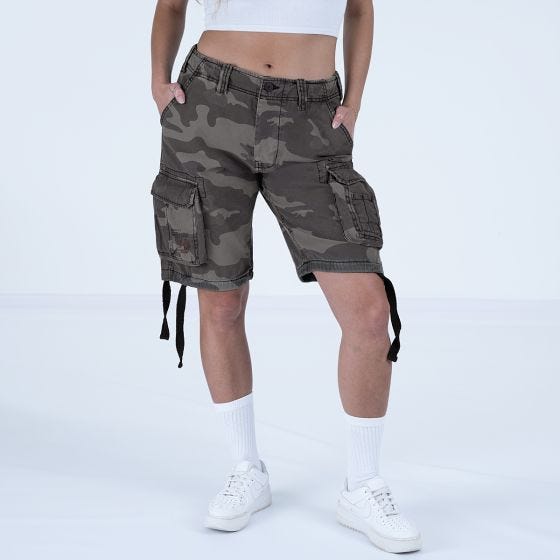 Calções Surplus Airborne Vintage Mulher - Black Camo Lavado