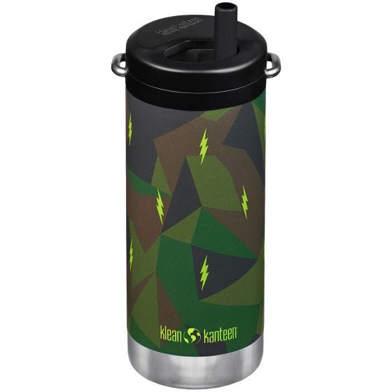Garrafa térmica Klean Kanteen TKWide 355ml Twist Cap w/Straw - Electric Camo
