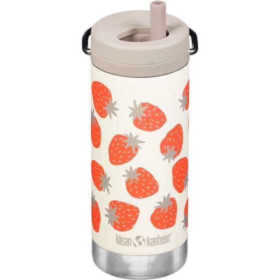 Garrafa térmica Klean Kanteen TKWide 355ml Twist Cap w/Straw - Strawberries