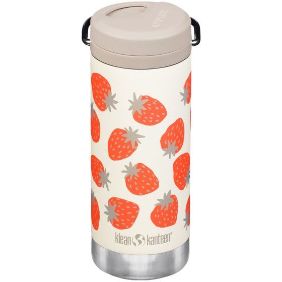 Garrafa térmica Klean Kanteen TKWide 355ml Twist Cap w/Straw - Strawberries