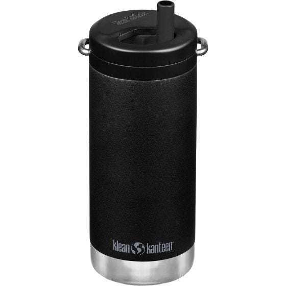 Garrafa térmica Klean Kanteen TKWide 355ml Twist Cap w/Straw - Preto