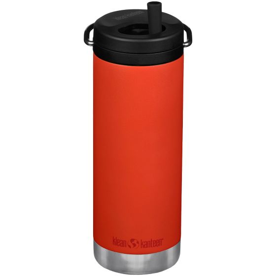 Garrafa Térmica Klean Kanteen TKWide Cafe Cap 473 ml Twist Cap w/Straw - Tiger Lilly