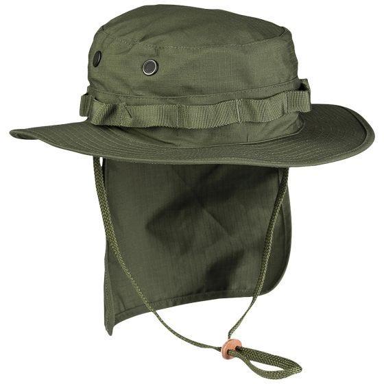 Chapéu Britânico Boonie com Aba para o Pescoço Teesar Ripstop - Verde-Azeitona