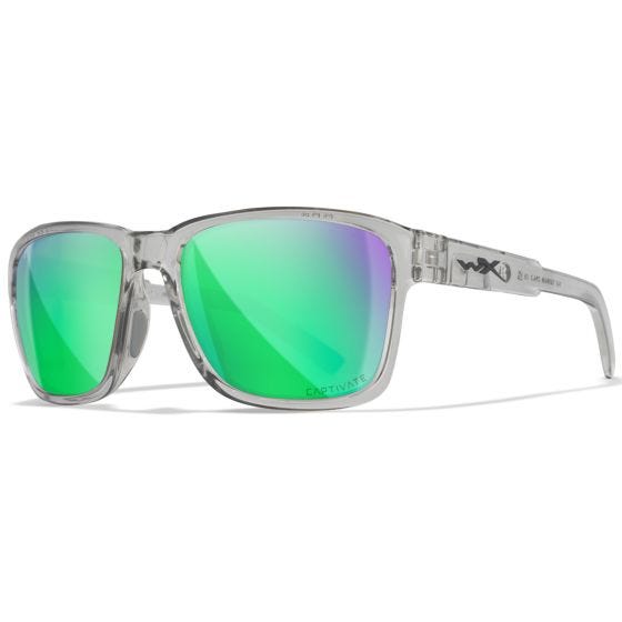 Óculos Wiley X WX Trek - Captivate Polarized Green Mirror Lenses / Gloss Crystal Light Grey Frame