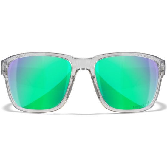 Óculos Wiley X WX Trek - Captivate Polarized Green Mirror Lenses / Gloss Crystal Light Grey Frame