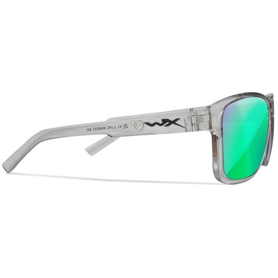 Óculos Wiley X WX Trek - Captivate Polarized Green Mirror Lenses / Gloss Crystal Light Grey Frame