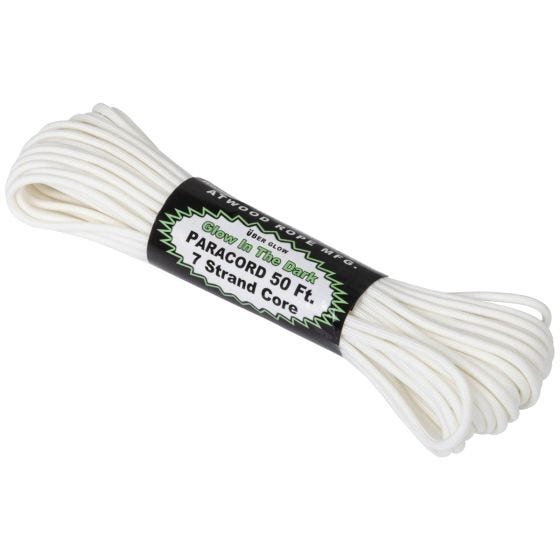 Corda de Paraquedas Atwood Rope 550 Glow In The Dark 50 ft - Branco