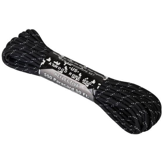 Corda de Paraquedas Atwood Rope 550 50 ft Refletor - Preto