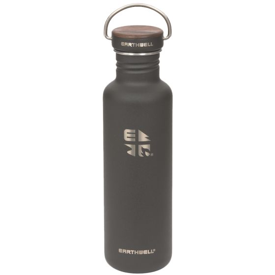 Garrafa de Parede Simples Earthwell Woodie 800 ml - Walnut/Volcanic Black