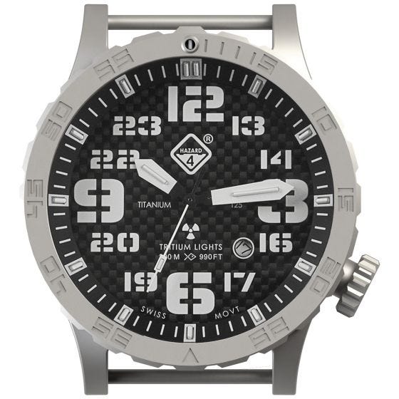 Relógio de Trítio e Titânio Hazard 4 Heavy Water Diver - Carbon Blue/Vermelho