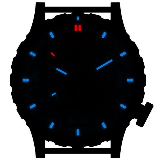 Relógio de Trítio e Titânio Hazard 4 Heavy Water Diver - Blackout Azul/Vermelho