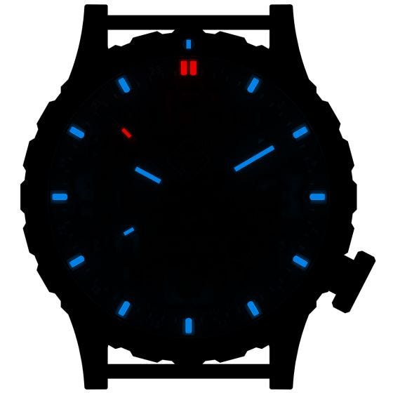 Relógio de Trítio e Titânio Hazard 4 Heavy Water Diver - Nightwatch Branco GMT Azul/Vermelho