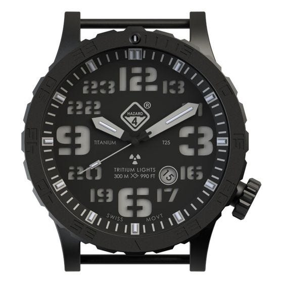 Relógio de Trítio e Titânio Hazard 4 Heavy Water Diver - Nightwatch Verde/Amarelo