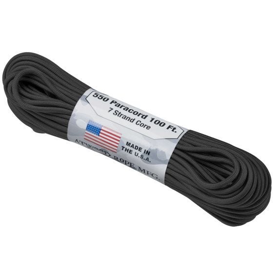 Corda de Paraquedas Atwood Rope 550 Libras - Preto