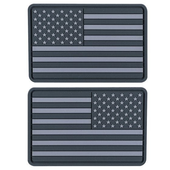 Emblema Helikon Small Subdued USA Flag PVC (Pacote de 2) - Cinza