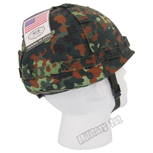 Capacete de Plástico MFH com Capa em Pano - Flecktarn
