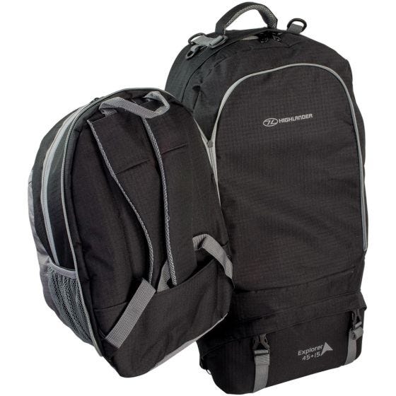 Mochila de Caminhada Highlander X-plorer 45 + 15 L - Preto