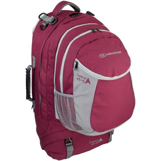 Mochila de Caminhada Highlander X-plorer 45 + 15 L - Framboesa