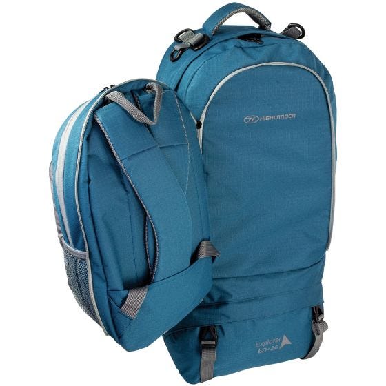 Mochila de Caminhada Highlander X-plorer 60 + 20 L - Azul-Petróleo