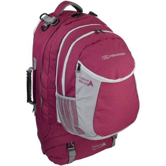 Mochila de Caminhada Highlander X-plorer 80 + 20 L - Framboesa