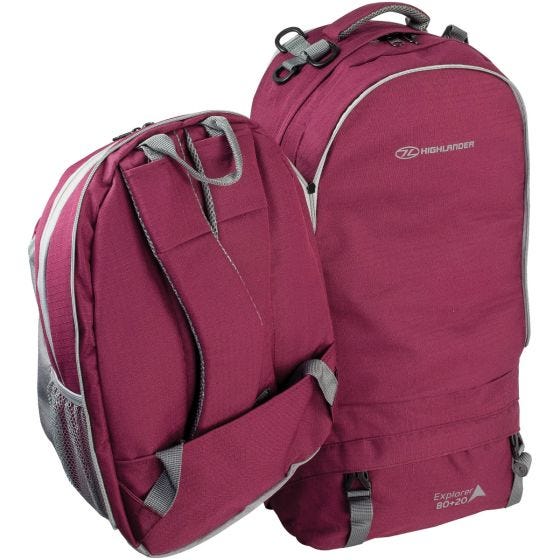 Mochila de Caminhada Highlander X-plorer 80 + 20 L - Framboesa
