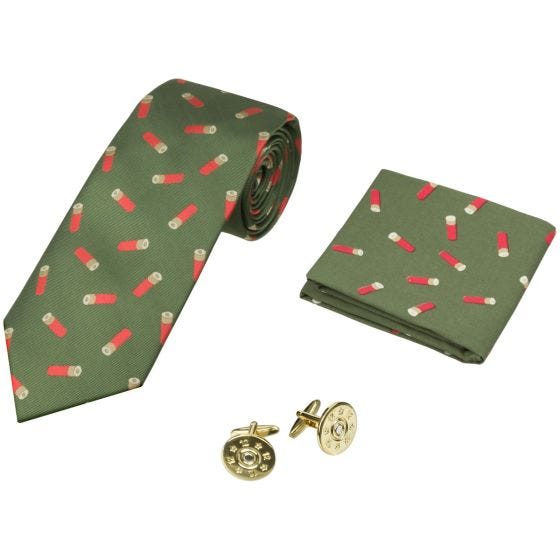Conjunto Oferta com Gravata Lenço e Botões de Punho Jack Pyke Cartridge - Verde