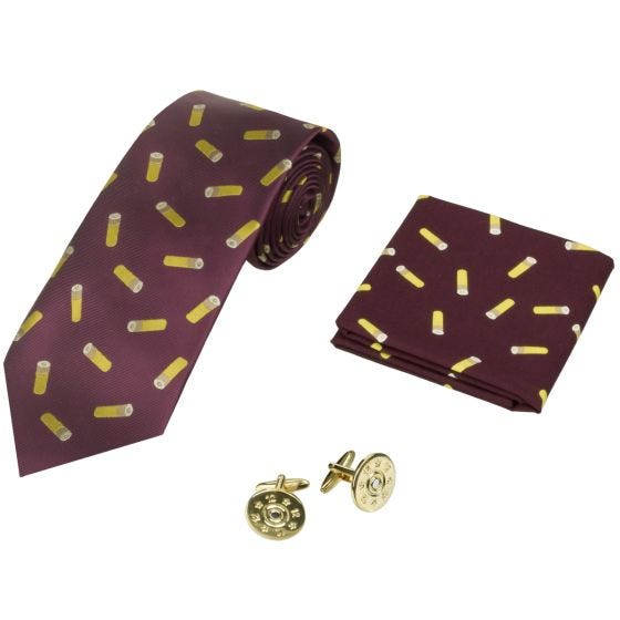 Conjunto Oferta com Gravata Lenço e Botões de Punho Jack Pyke Cartridge - Wine