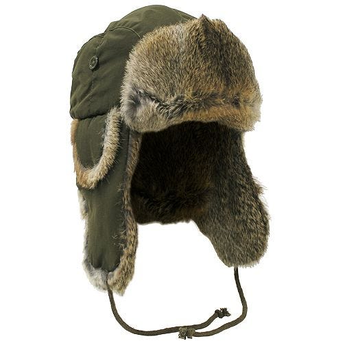 Boné de Inverno MFH com Pelo de Coelho Castanho - Castanho