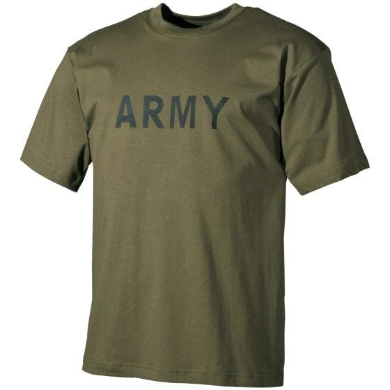 T-Shirt MFH com Impressão Militar - Verde-Azeitona
