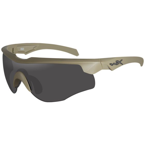Wiley X WX Rogue COMM Glasses - Smoke Grey + Clear + Light Rust Lens / Tan Frame